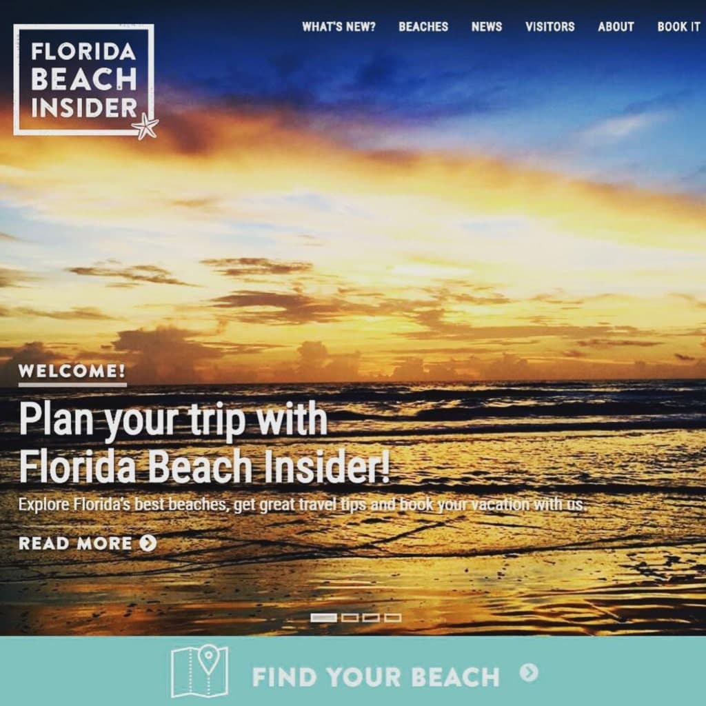 A screenshot of a hero image for Florida Beach Insider.